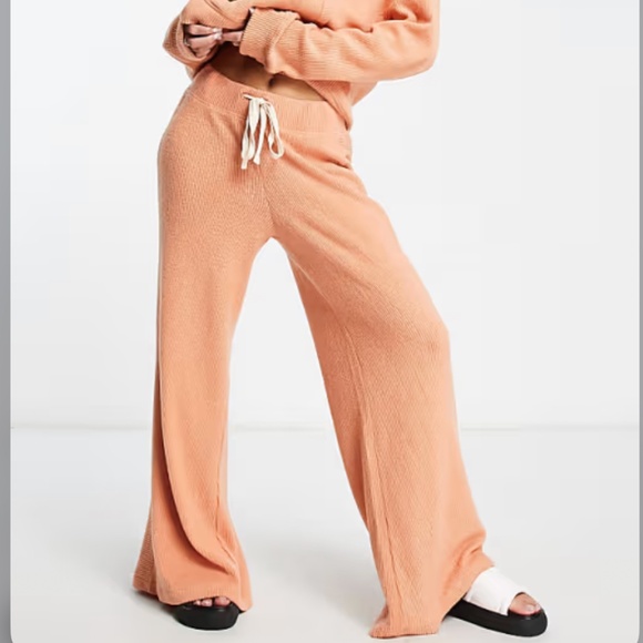 Rip Curl Pants - Rip Curl Orange Ribbed Pull On Stretch Cozy Wide Leg Lounge Pants Size Medium